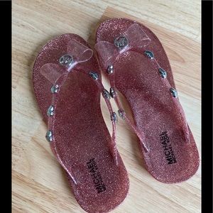 Michael Kors Pink Sparkly Flip Flops